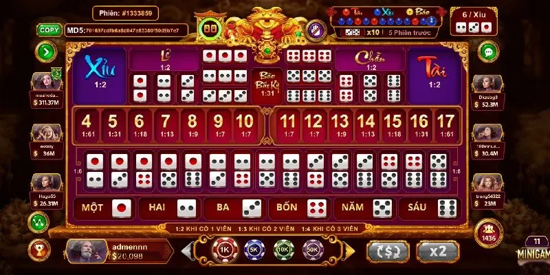 thủ thuật chơi Sicbo Tài Phú MD5